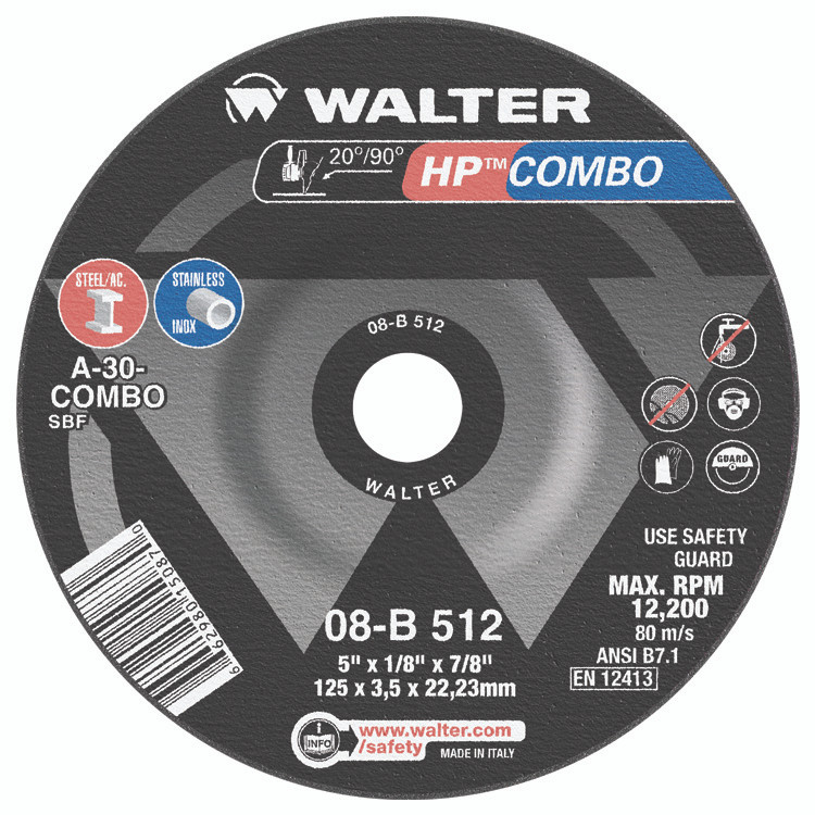 HP Combo® 25 Pc. 5 x 1/8 x 7/8" A-30 Grinding Wheel   08B512