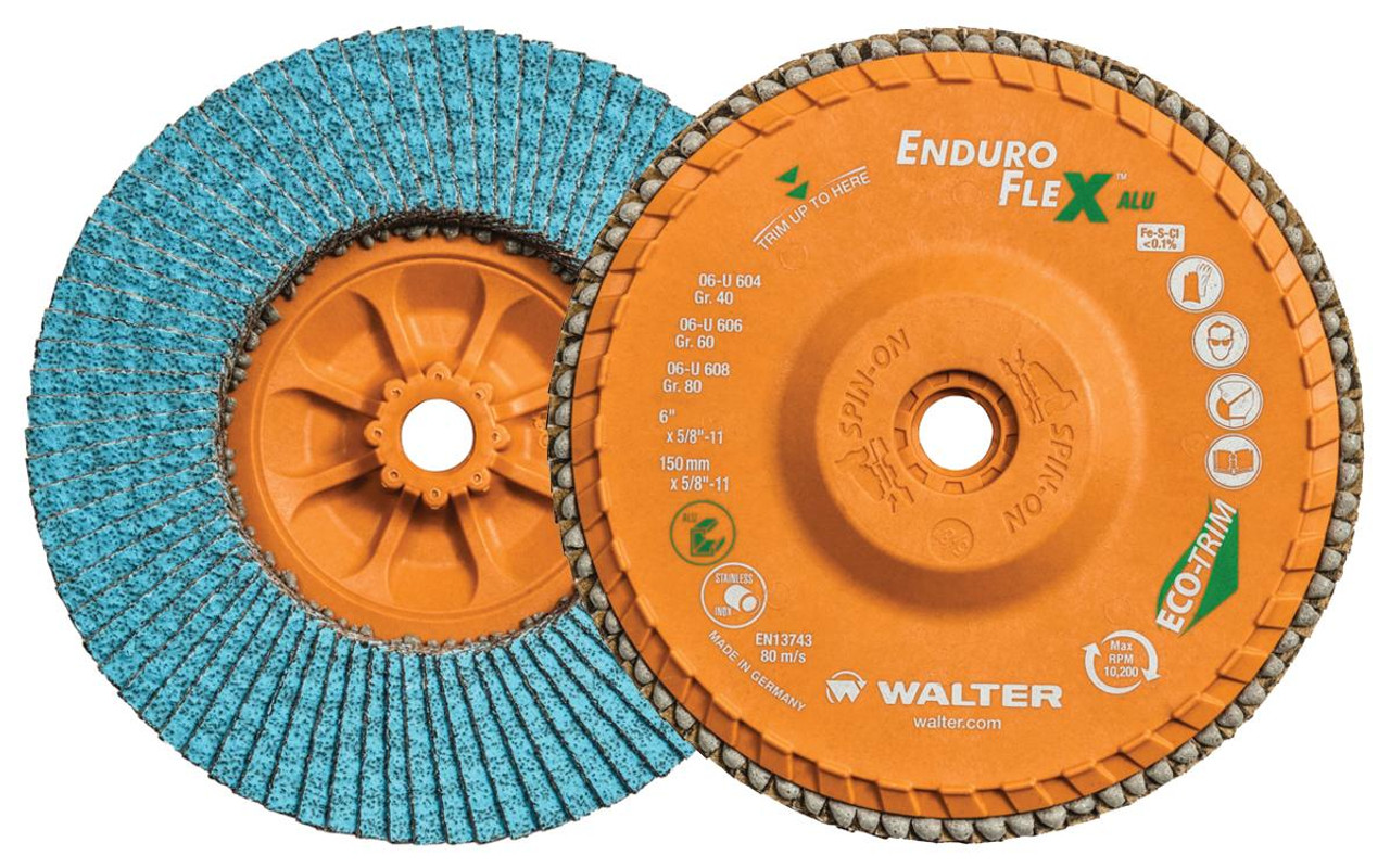 Enduro-Flex ALU® 10 Pc. 6 x 5/8"-11 80G Flap Disc   06U608