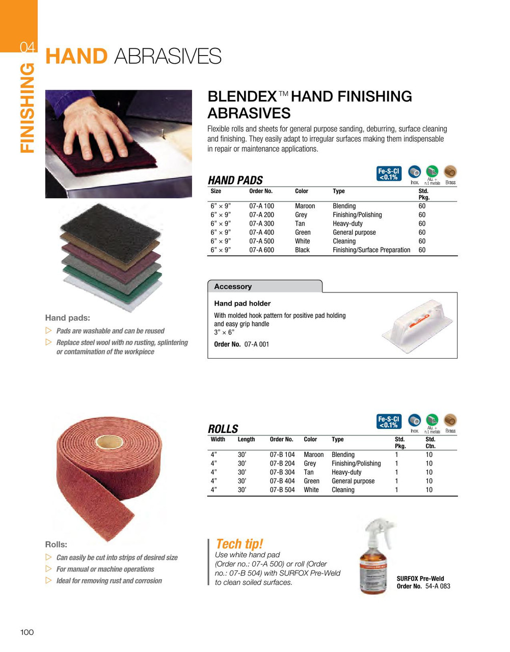 Blendex® 60 Pc. 6 x 9" Blending Abrasive Hand Pad   07A100
