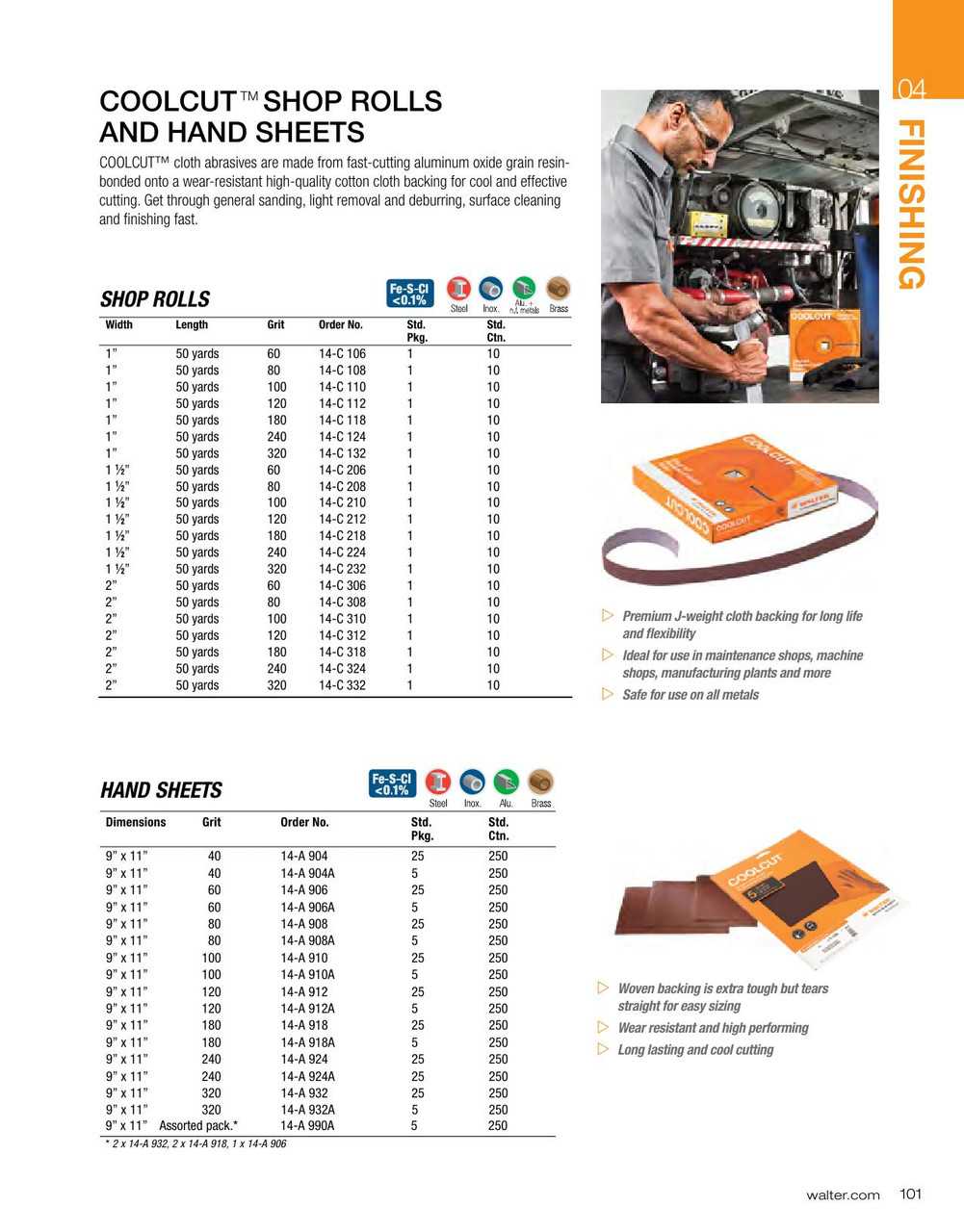 Coolcut® 1" x 150' 320G Abrasive Shop Roll   14C132