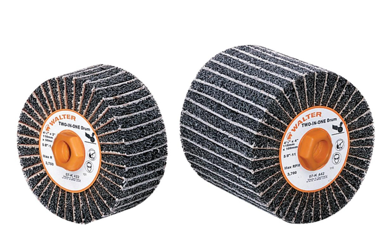 TWO-IN-ONE® 4-1/4 x 4 x 5/8"-11 80G Flap Drum   07K342