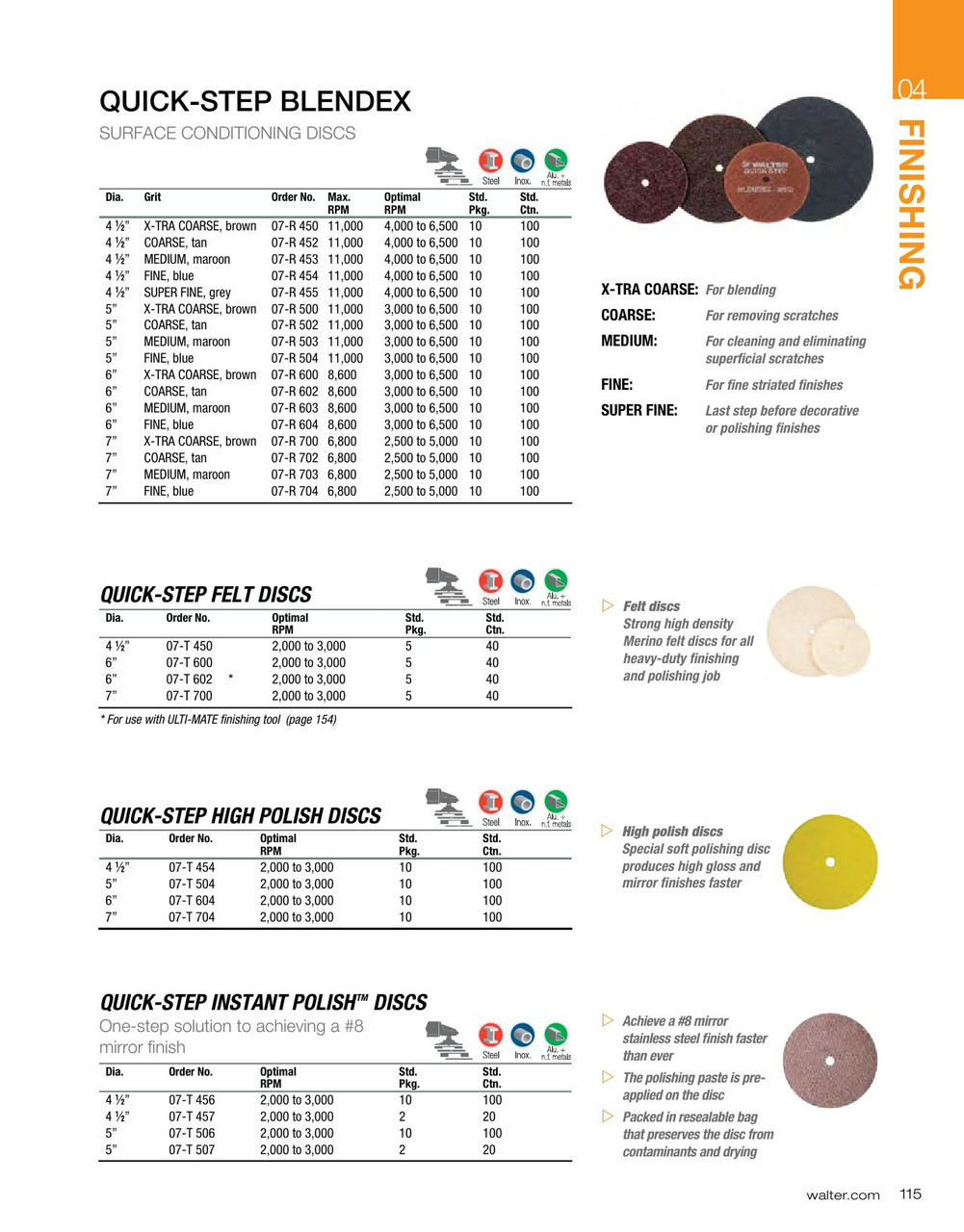 Quick-Step Instant Polish® 2 Pc. 4-1/2" Polish Surface Conditioning Disc   07T457