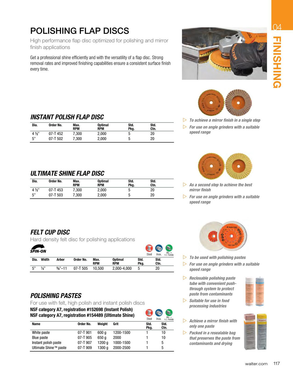 High Density Felt 5 Pc. 5 x 1/2 x 5/8" Felt Cup Disc   07T505