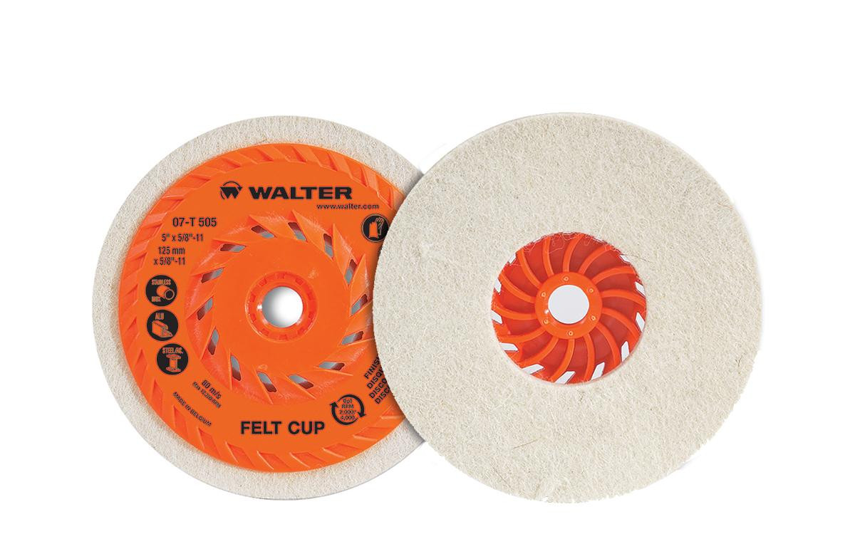 High Density Felt 5 Pc. 5 x 1/2 x 5/8" Felt Cup Disc   07T505