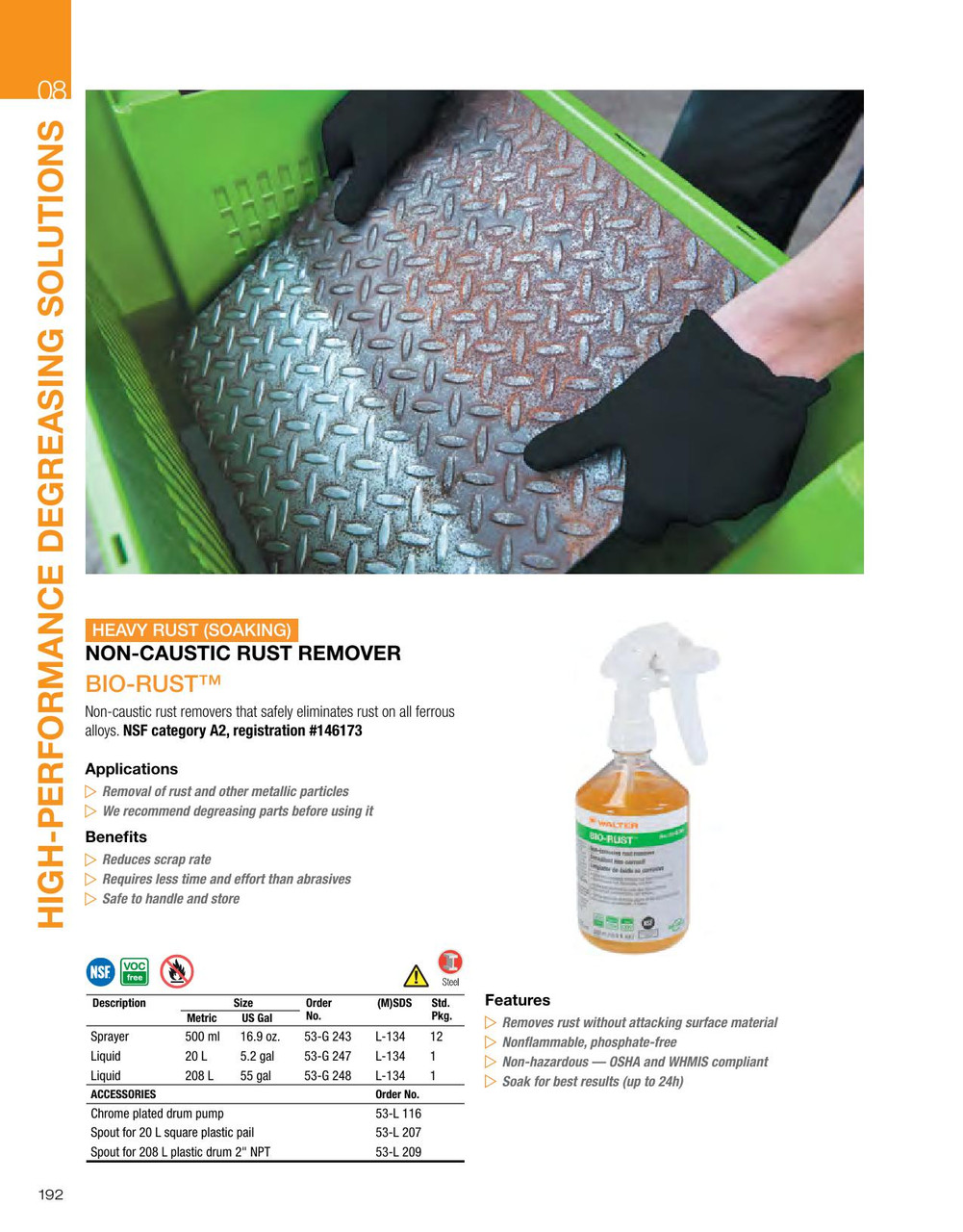 Bio-Rust® Non-Caustic Rust Remover 208L Drum   53G248