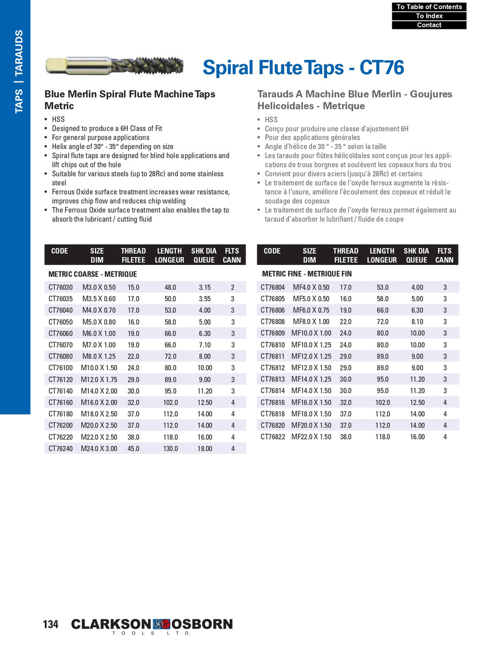 M22.0 - 1.50 HSS Blue Merlin® Spiral Flute Machine Tap   CT76822