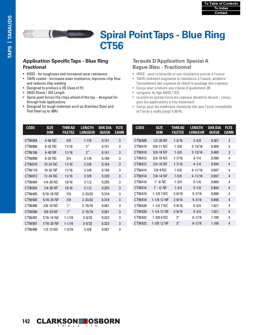 5/8"-11 NC HSSE Blue Ring Spiral Point Tap   CT56410