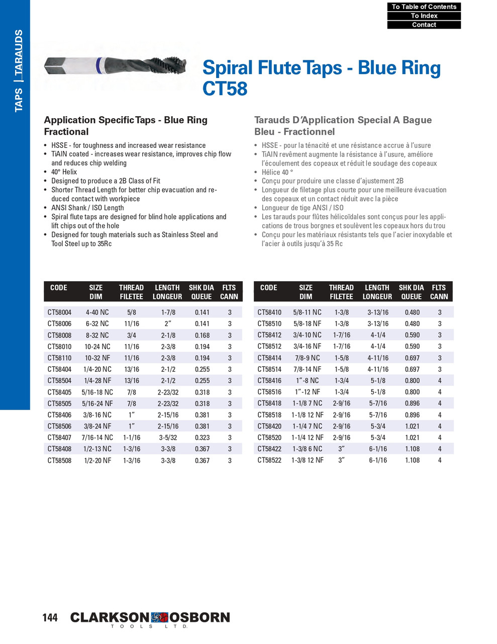 1/2"-13 NC HSSE Blue Ring Spiral Flute Tap   CT58408