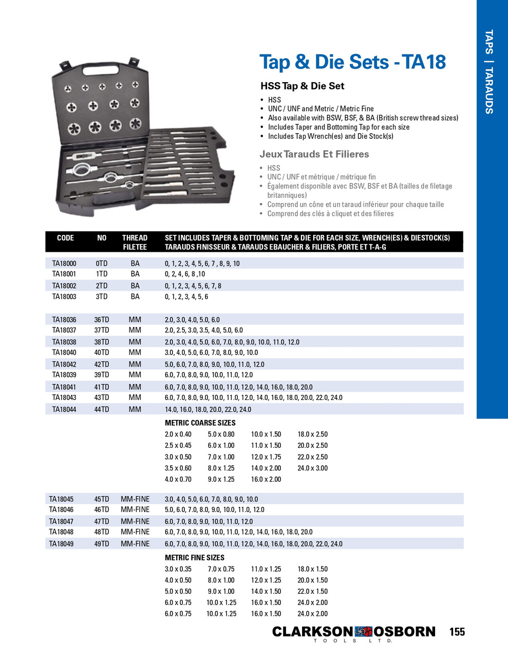 #0 - #6 BA HSS Tap & Die Set   TA18003