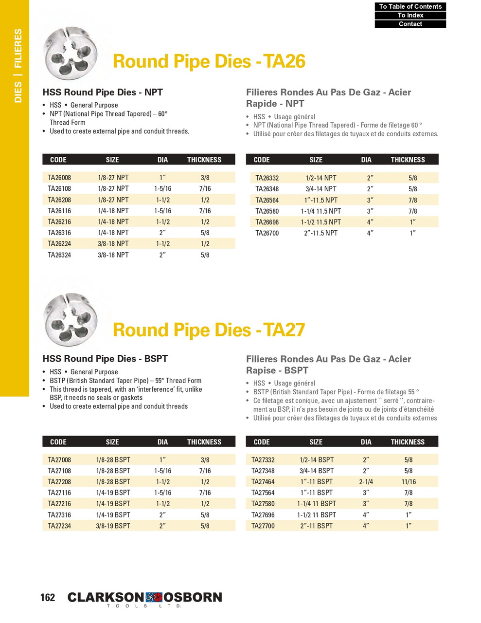 1/8"-27 NPT x 1-5/16" HSS Round Die   TA26108