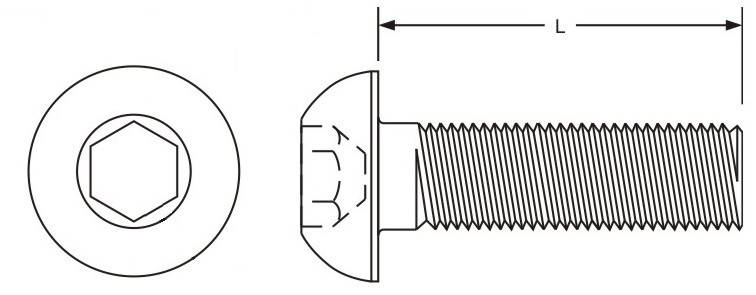 M2-0.40 Metric Button Socket Head Cap Screw - Black Oxide  535001 - 535015