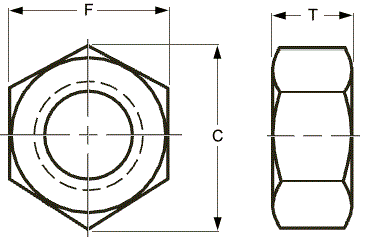 UNC A563 Grade C Heavy Hex Nut - Plain Steel  334056 - 334156