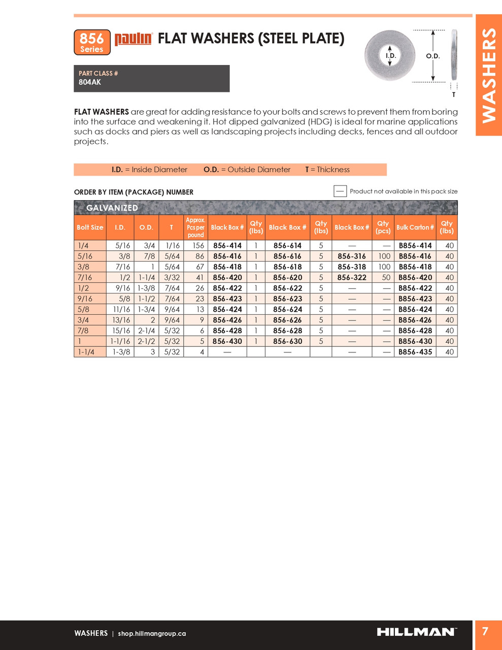 3/8" Galvanized Flat Washer 5lbs.   856-618