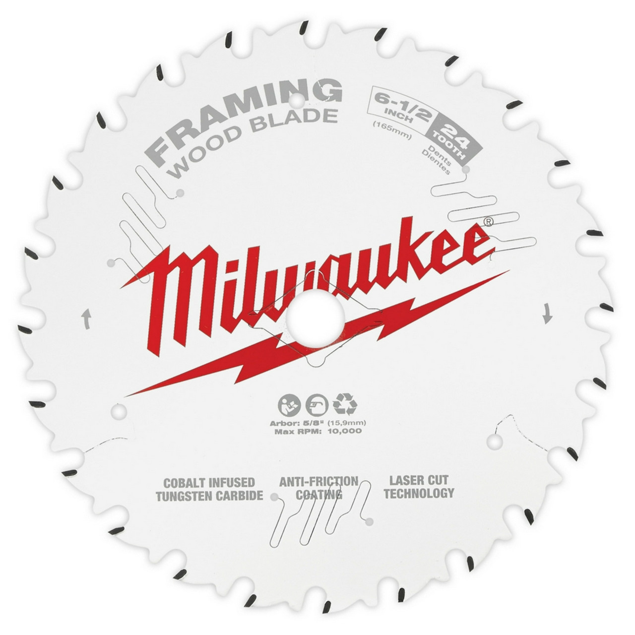 6-1/2" x 24T x 5/8" Circular Saw Framing Blade - 2 Pack  48-40-0626