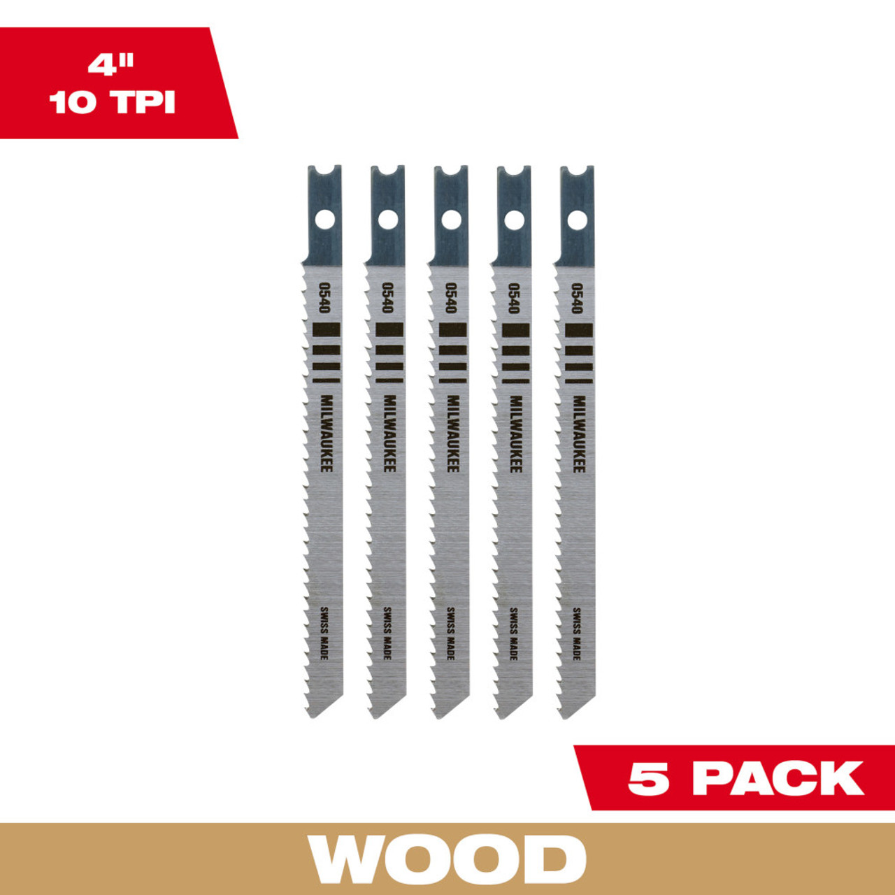 4" x 10TPI U-Shank Carbon Steel Jig Saw Blade - 5 Pack  48-42-0540