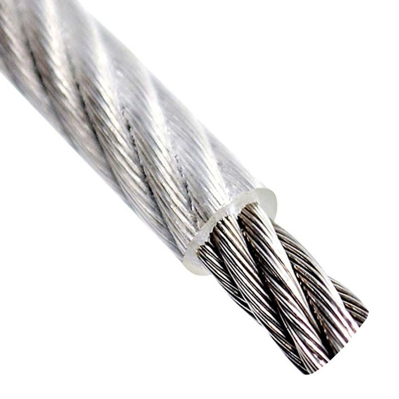 1/16" x 3/32" @ 7x7 Clear PVC Coated Galvanized Wire Rope   2710 0006