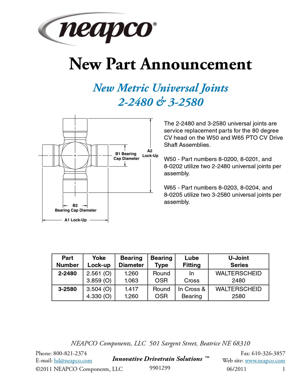 Walterscheid® 2580 Series 80° CV U-Joint   3-2580