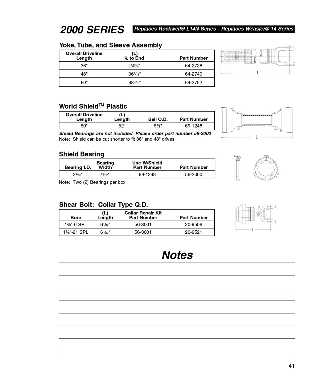 60" Neapco® 2000 Series Yoke & Tube Assembly  64-2752