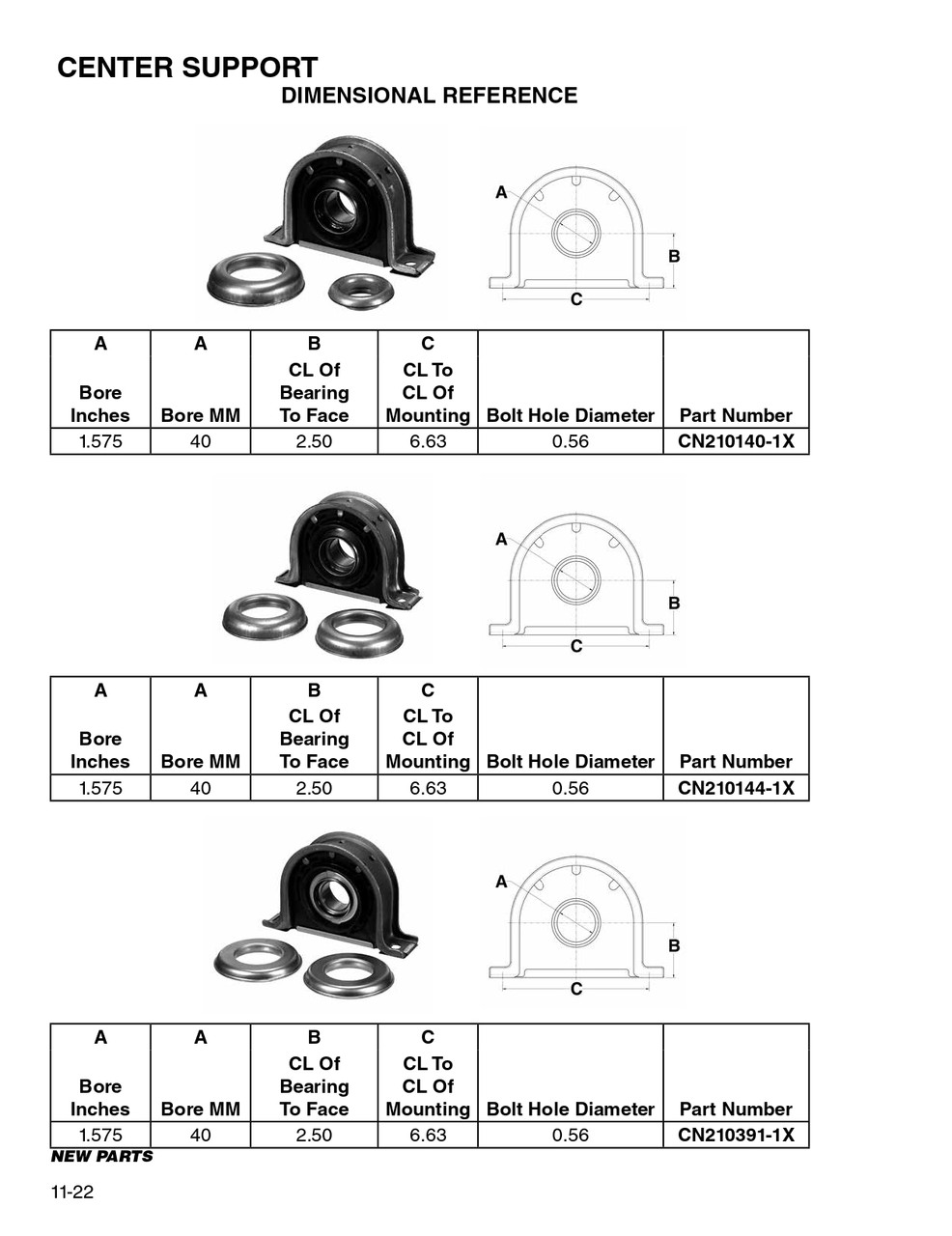 40mm Drive Line Center Support Bearing  CN210391-1X
