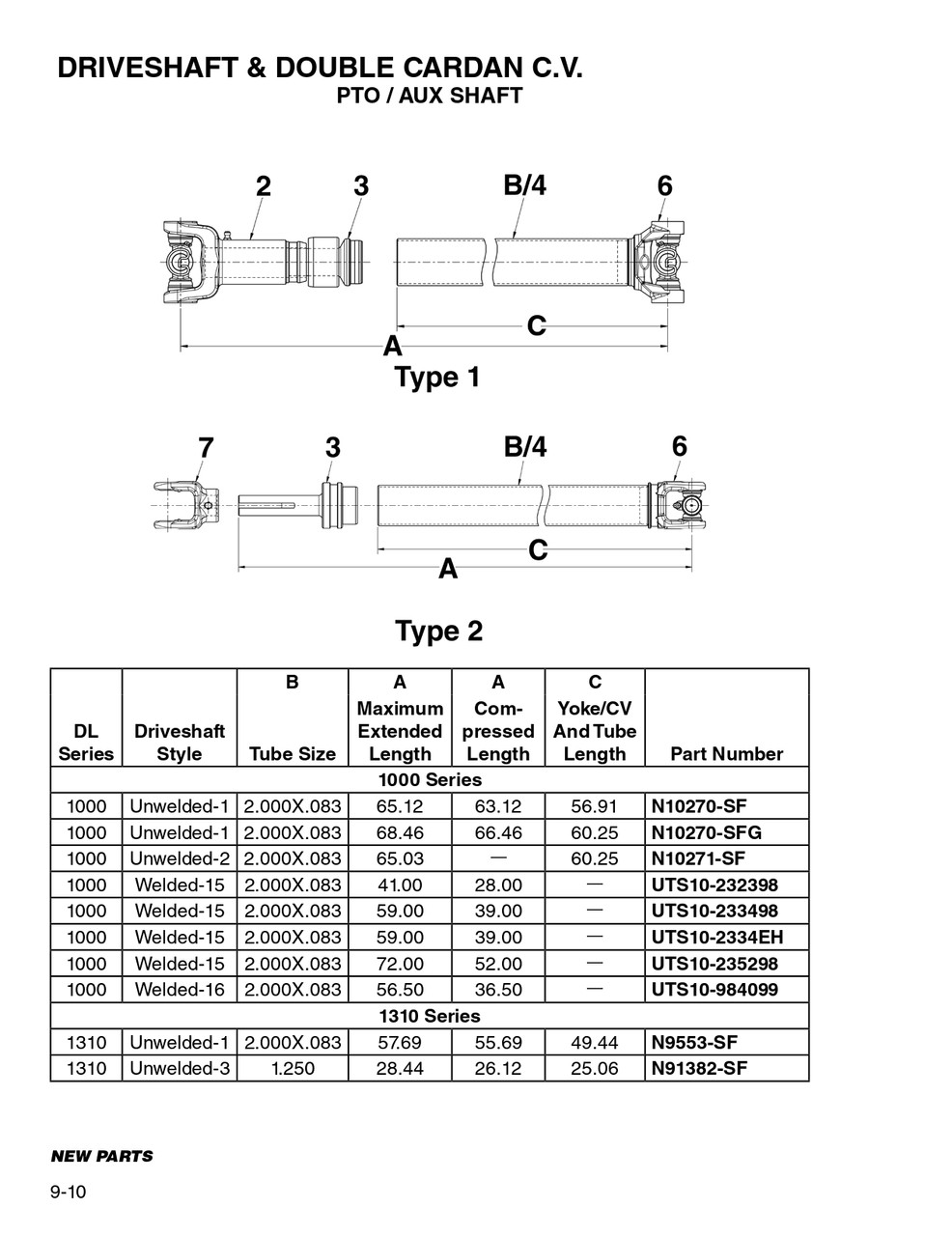 2.00" x .083 Round - Spicer® 1000 Type 1 Unwelded Drive Shaft Assembly  N10270-SF