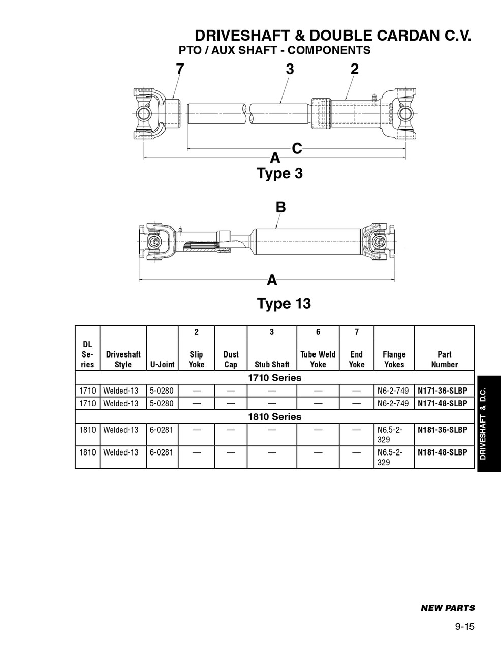 4.00" x .134" Round - Spicer® 1710 Type 13 Welded Drive Shaft Assembly  N171-36-SLBP