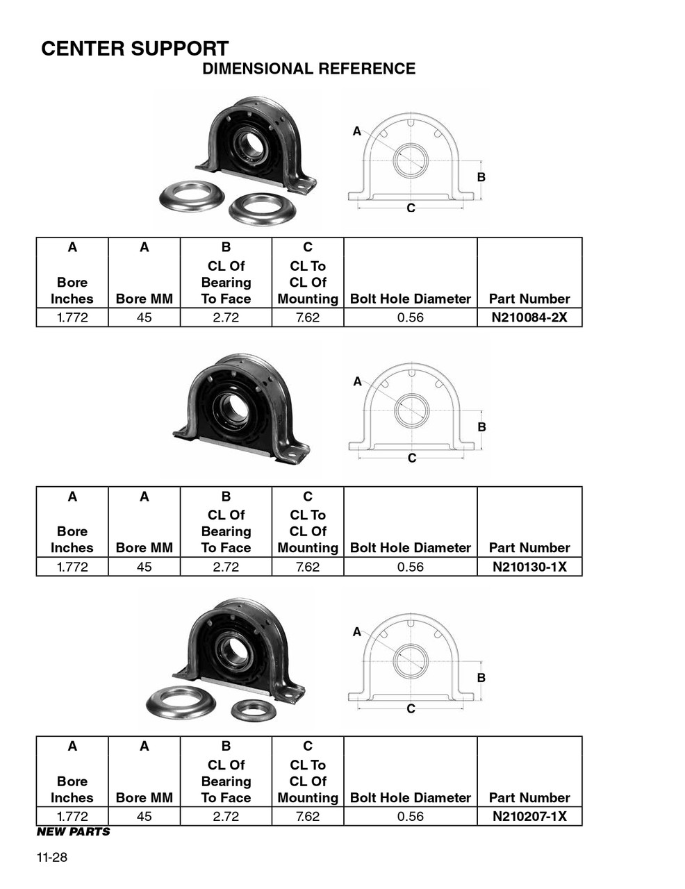 45mm Drive Line Center Support Bearing  N210207-1X