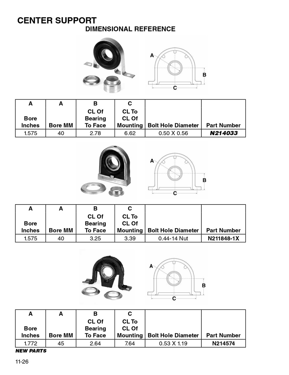 40mm Drive Line Center Support Bearing  N211848-1X