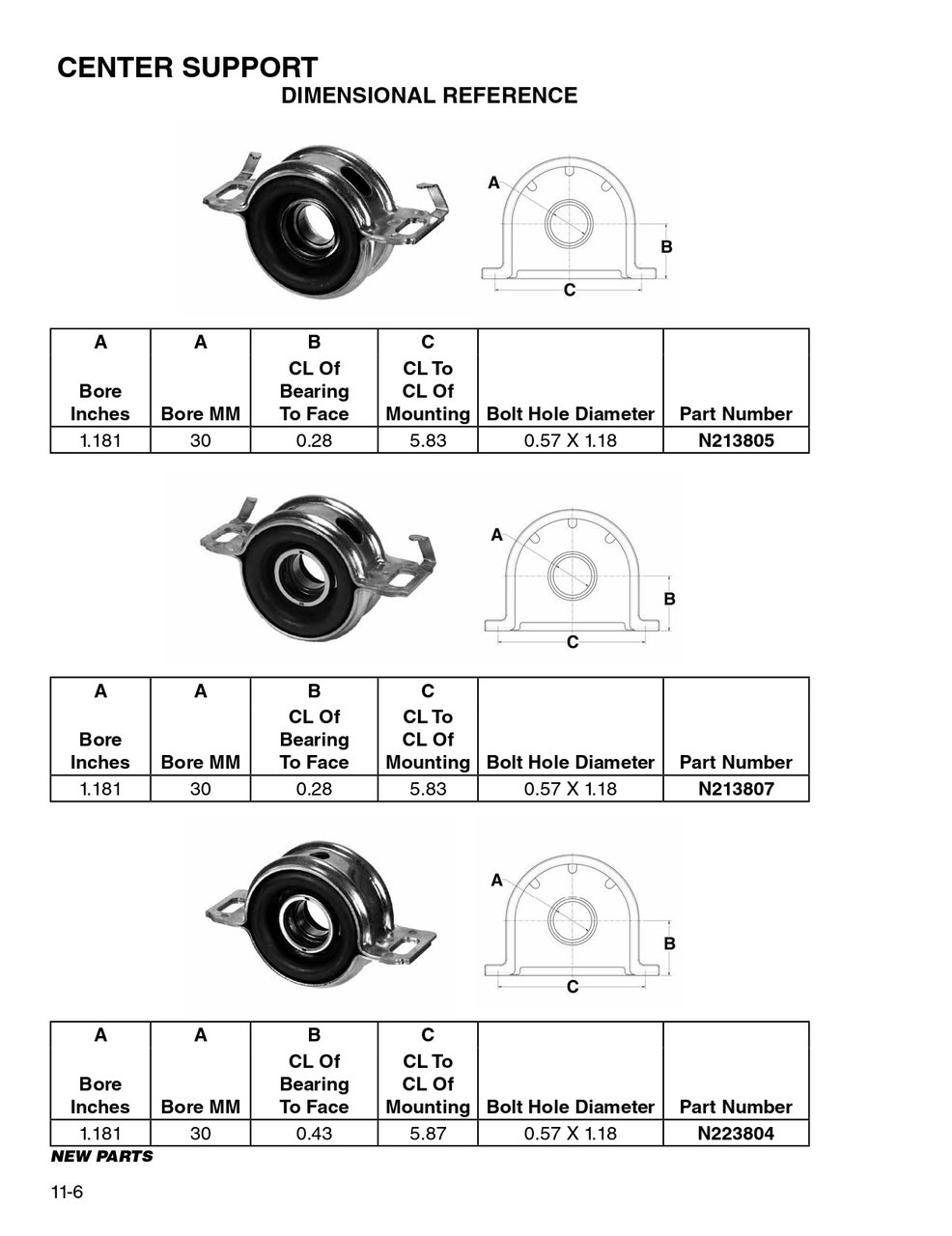 30mm Drive Line Center Support Bearing  N213807