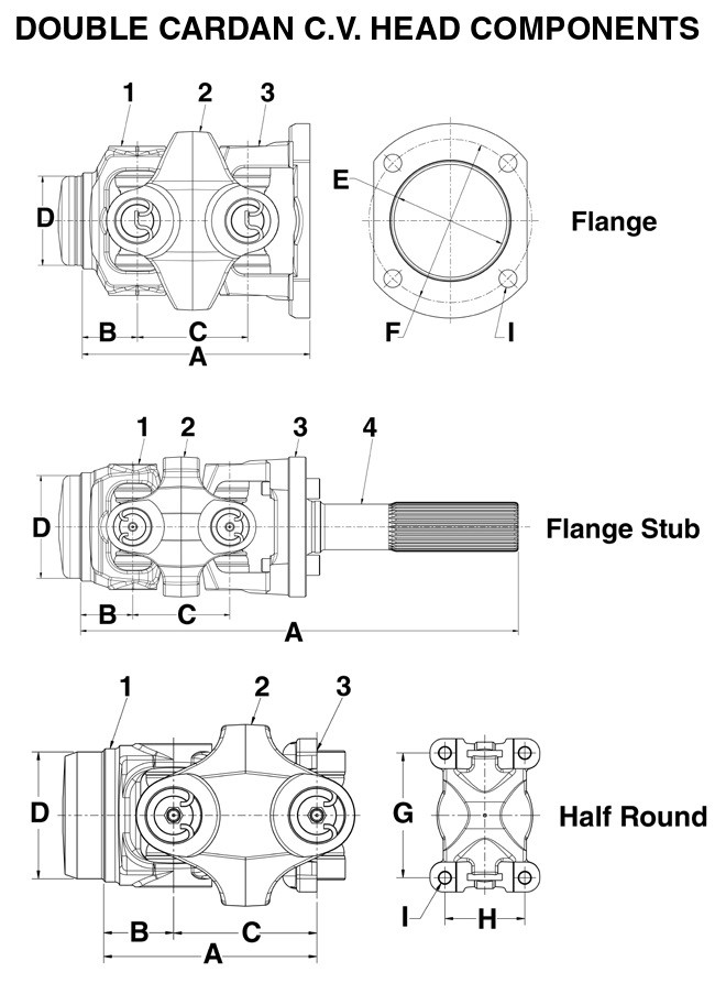 Half Round Yoke - 2.500" x .083" Round - Spicer® 1330 Double Cardan CV Head Assembly  N910811
