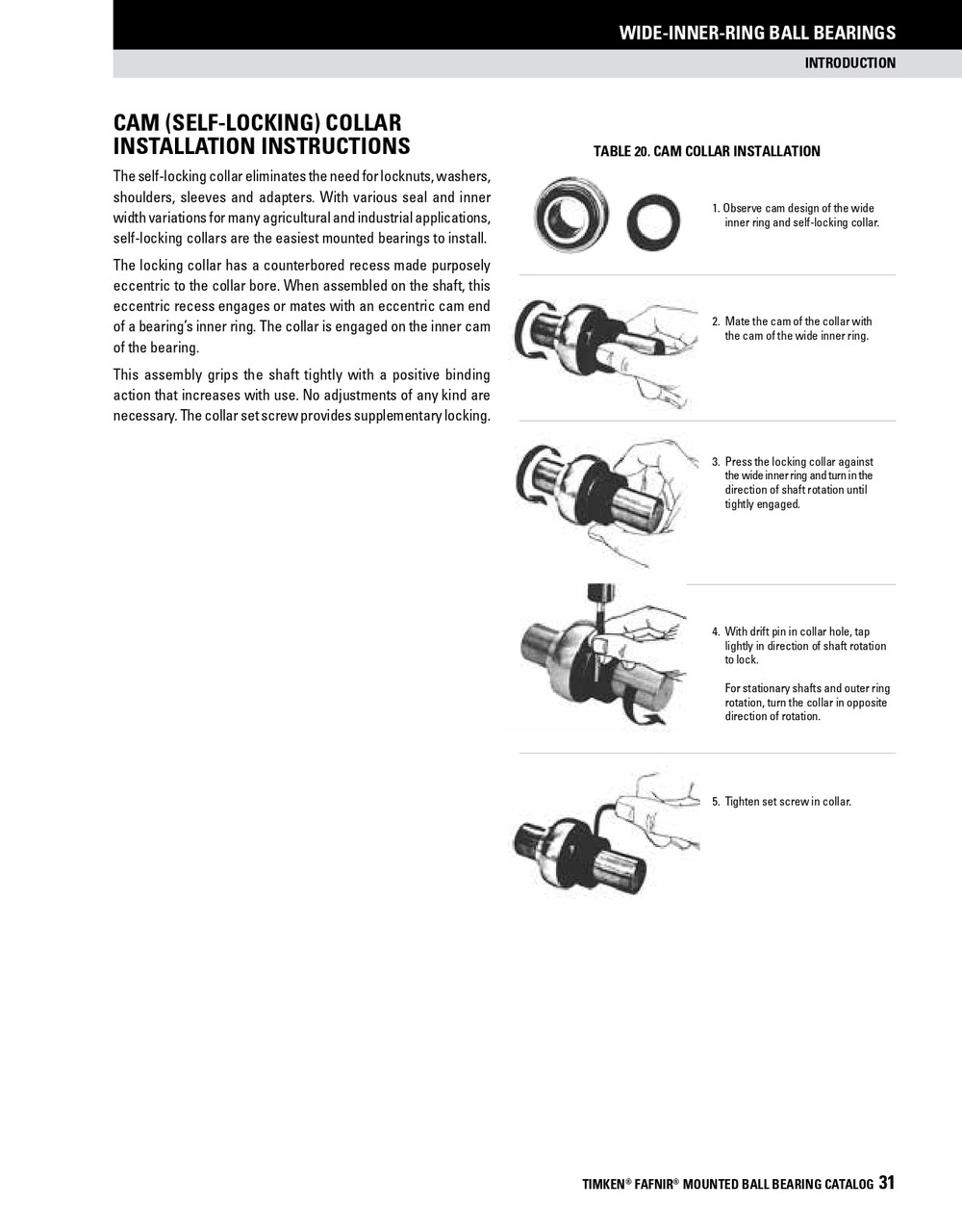 50mm Cylindrical Ball Bearing Insert w/Eccentric Locking Collar   E50KRR