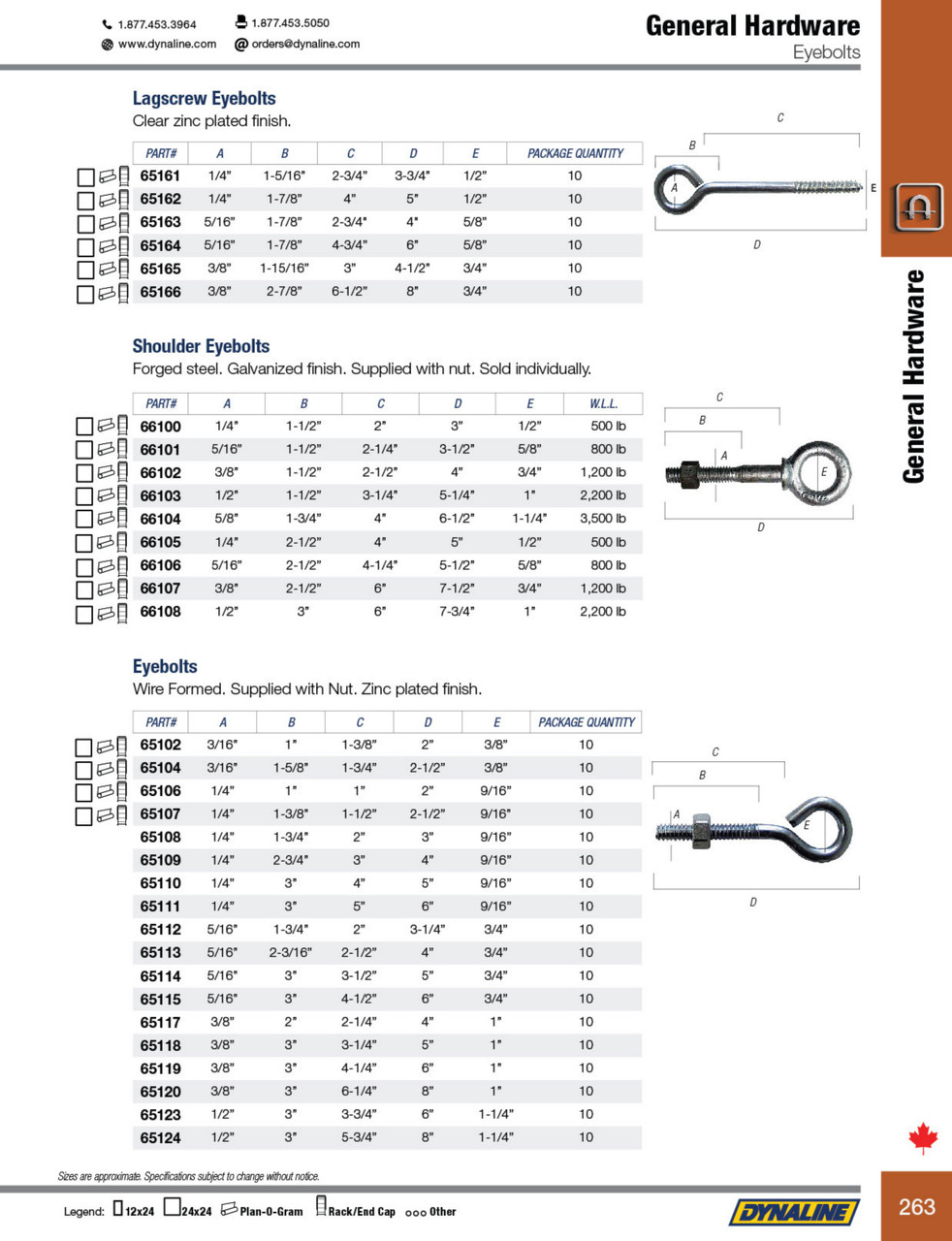 Lag Screw Eyebolt 5/16 x 2-3/4" (10/pk)  65163