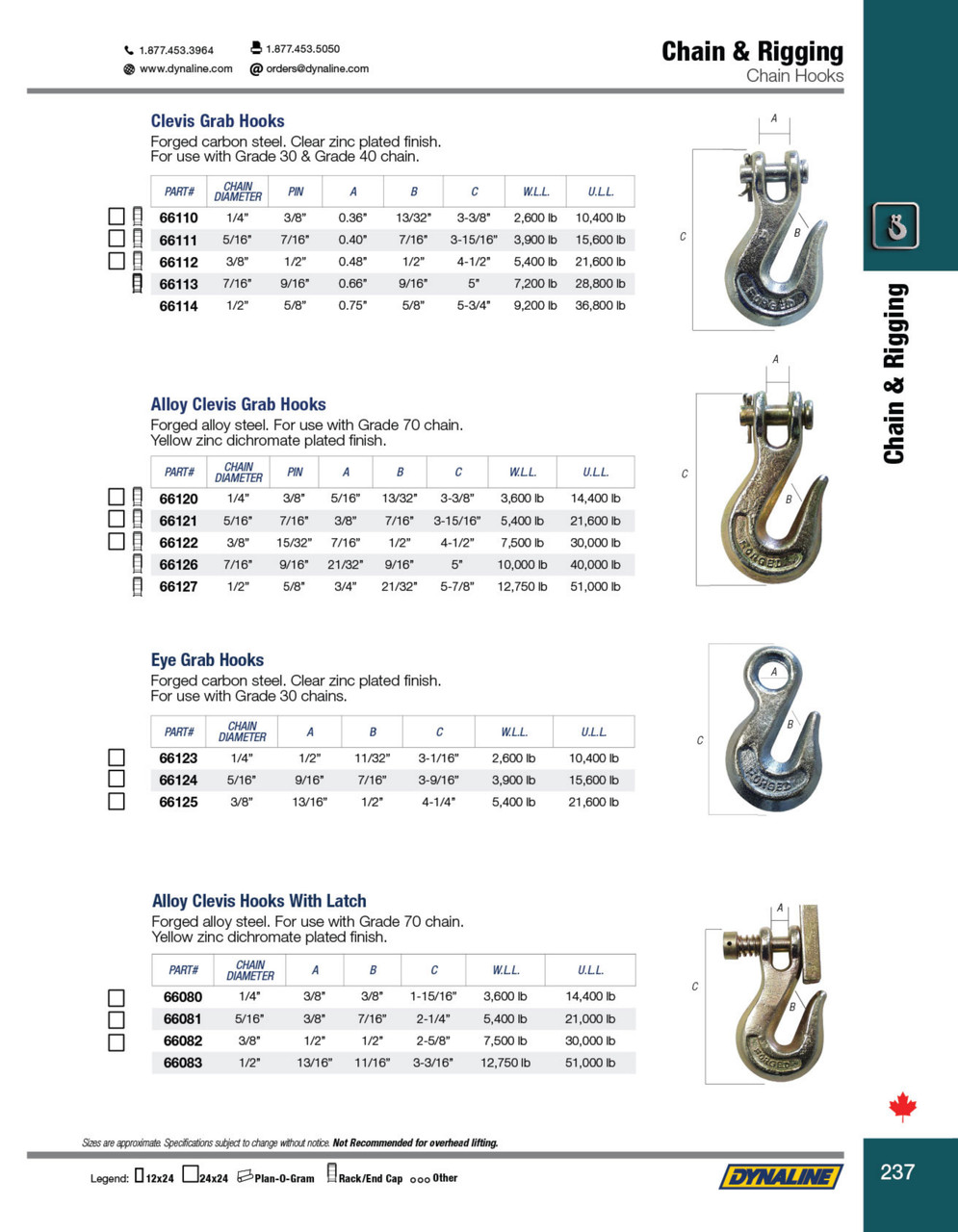 Grade 30 Clevis Grab Hook 1/4"  66110