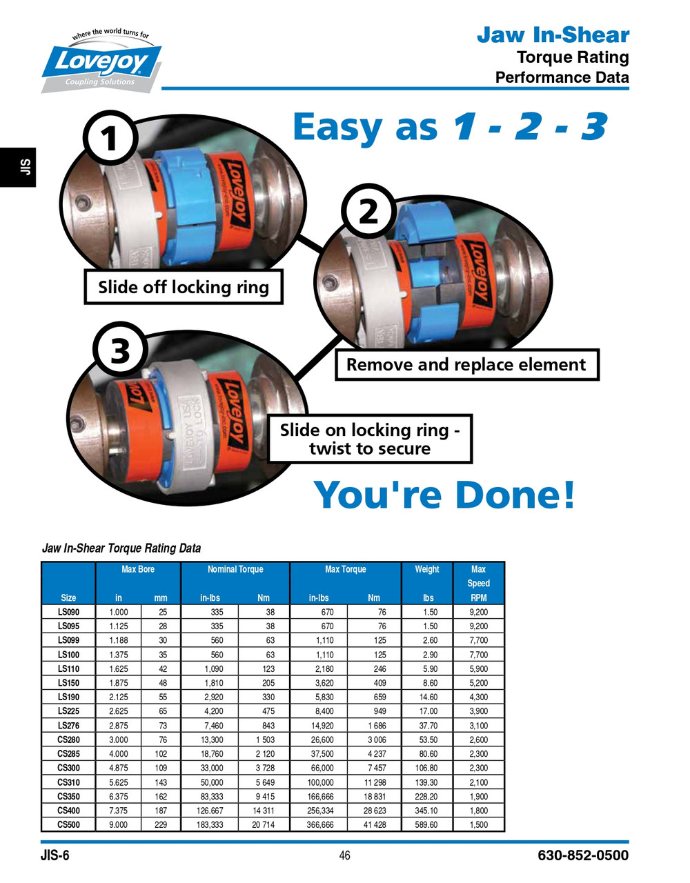 LS190 Lovejoy® 6-Pin Urethane Spider   LS190-JAW IN SHEAR SPDR-URE
