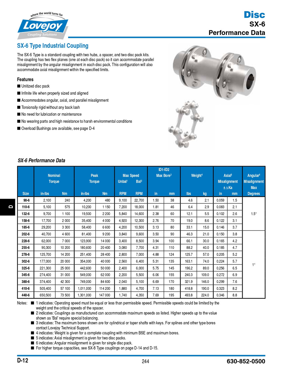 3-3/8" Shaft Lovejoy® SX202-6 Series Disc Coupling Hub   SX202-6-HUB-3-3/8-7/8X7/16KW