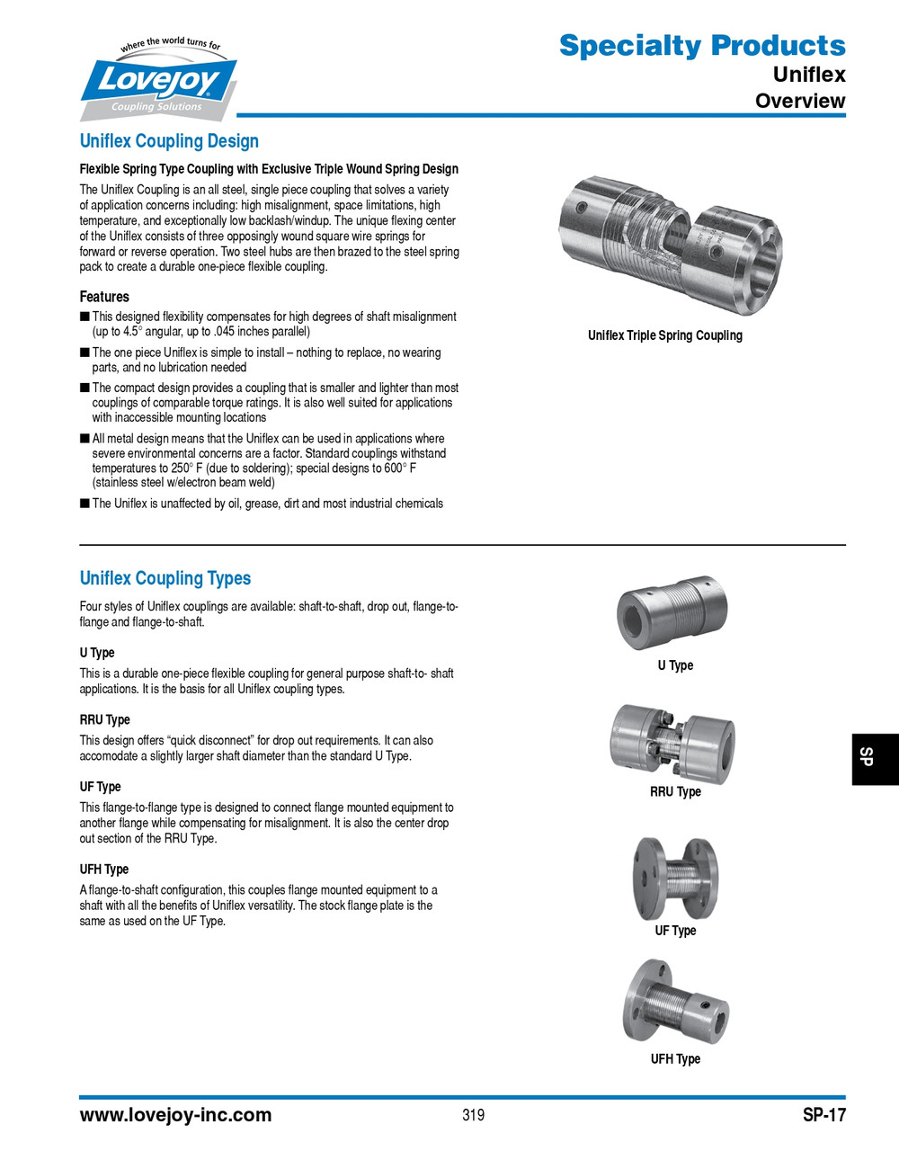 5/8 x 7/8" Shaft Lovejoy® Series U-87 Uniflex Coupling   U87S-CP-5/8X7/8
