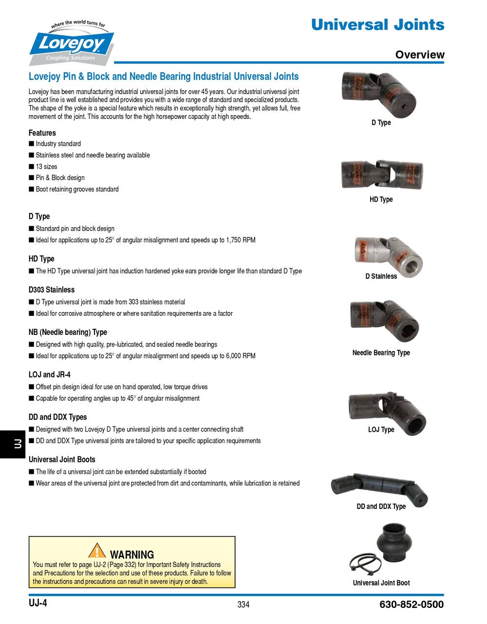 Unbored Shaft DD-4 Series Lovejoy® Double Joint Universal Joint   DD4-UJ-SOLIDXSOLID