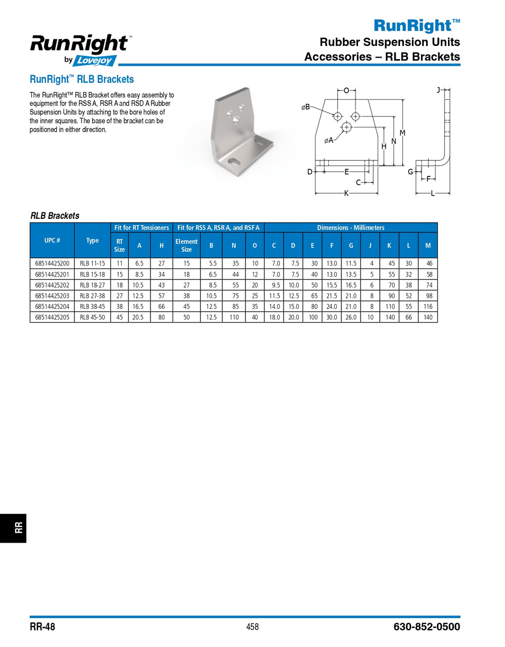 Runright® RLB Bracket (for RSS A, RSR A, RSD A)   RLB-45/50-BRACKET