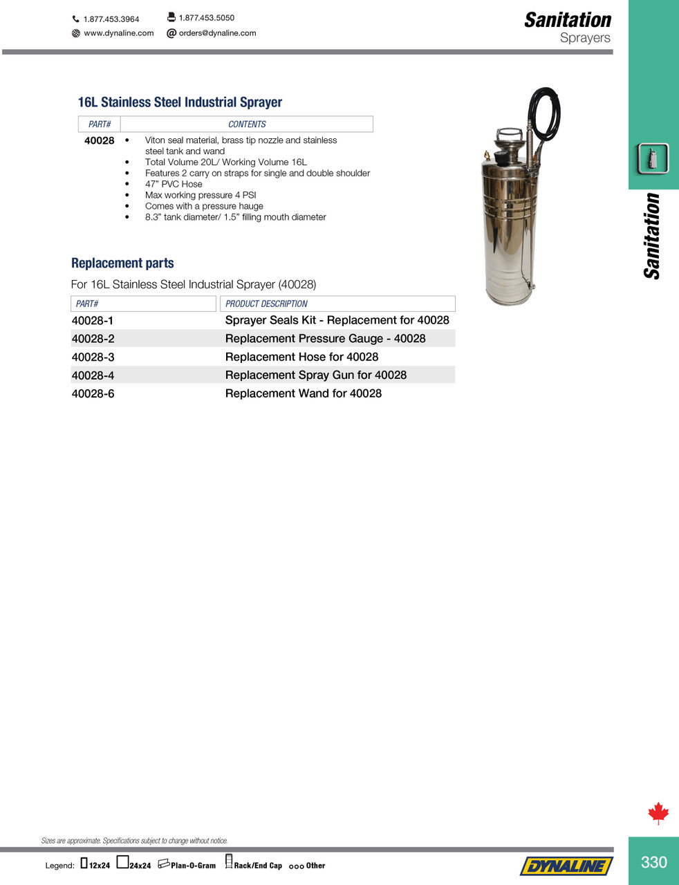 16L Stainless Tank Pressure Sprayer  40028