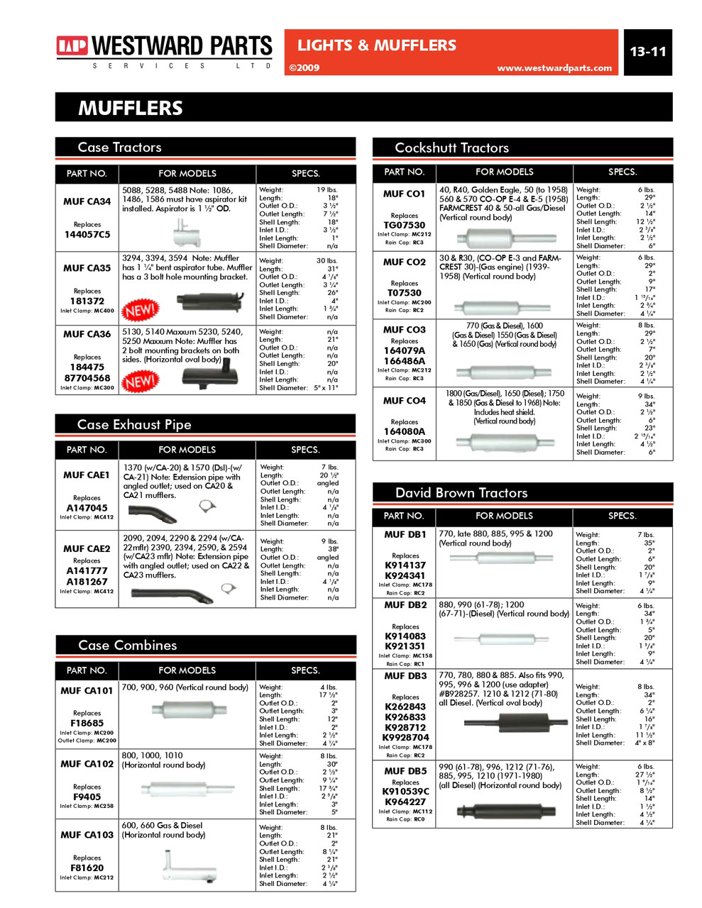 Case Tractor Muffler  MUFCA36