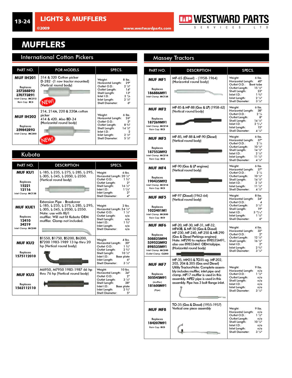 Massey Ferguson Tractor Muffler  MUFMF1