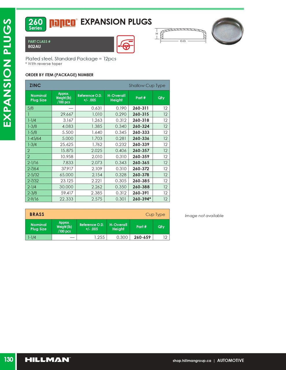 2-1/4" Zinc Plated Shallow Cup Type Expansion Frost Plug 12 Pc.   260-388