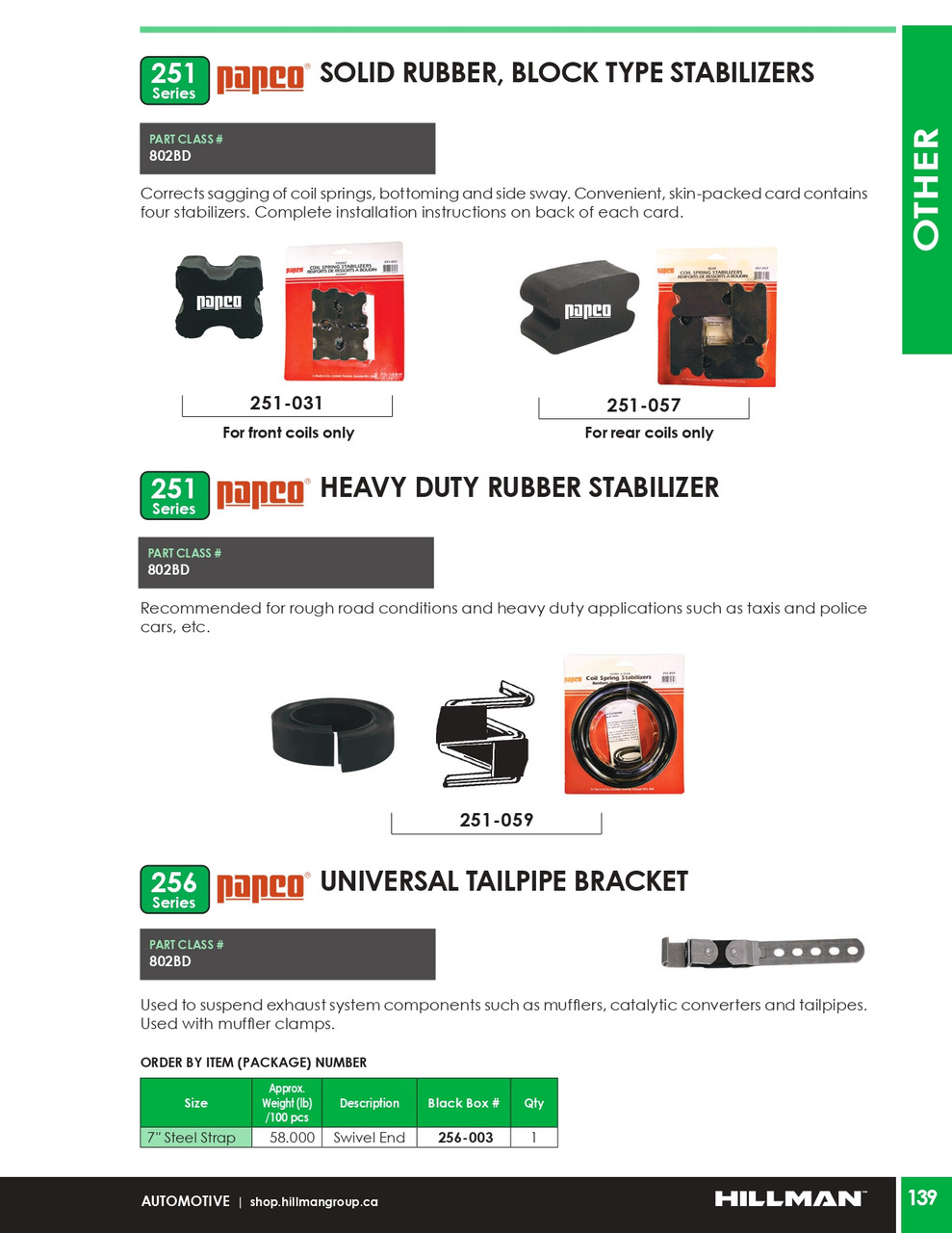 Rear Coil Solid Rubber Block Stabilizer 4 Pc.   251-057