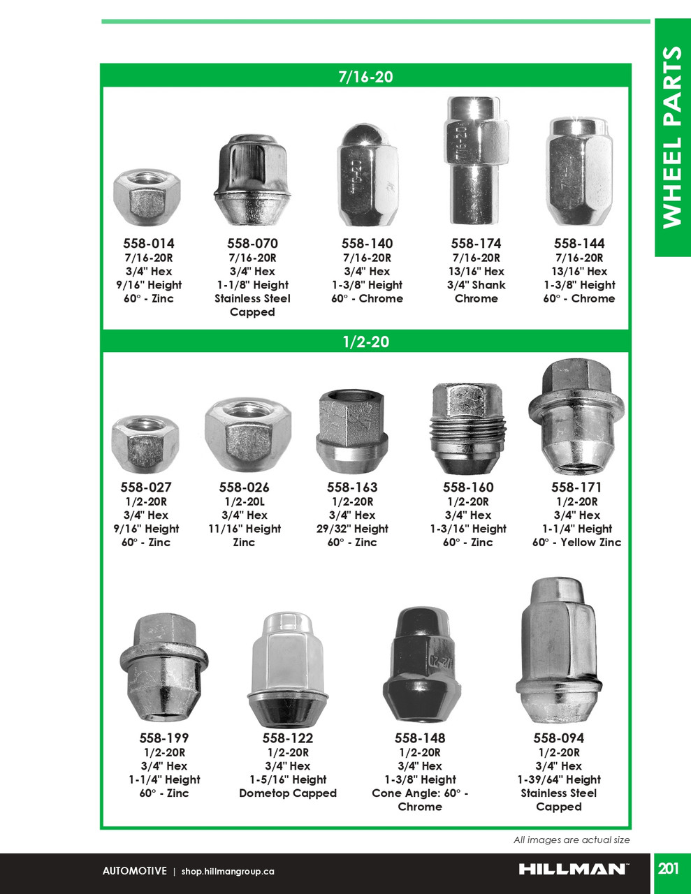 1/2"-20 Zinc Plated Standard Wheel Nut 25 Pc.   558-027