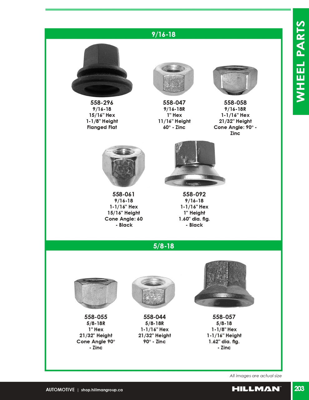 9/16"-18 Zinc Plated Standard Wheel Nut 10 Pc.   558-047