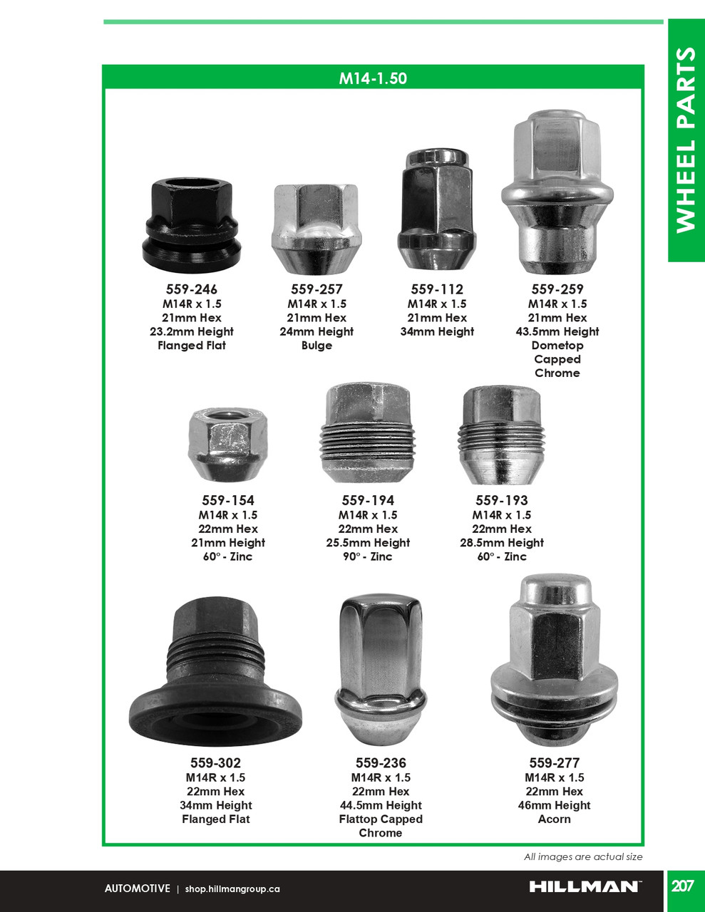 M14-1.5 Zinc Plated Bulge Wheel Nut 10 Pc.   559-154