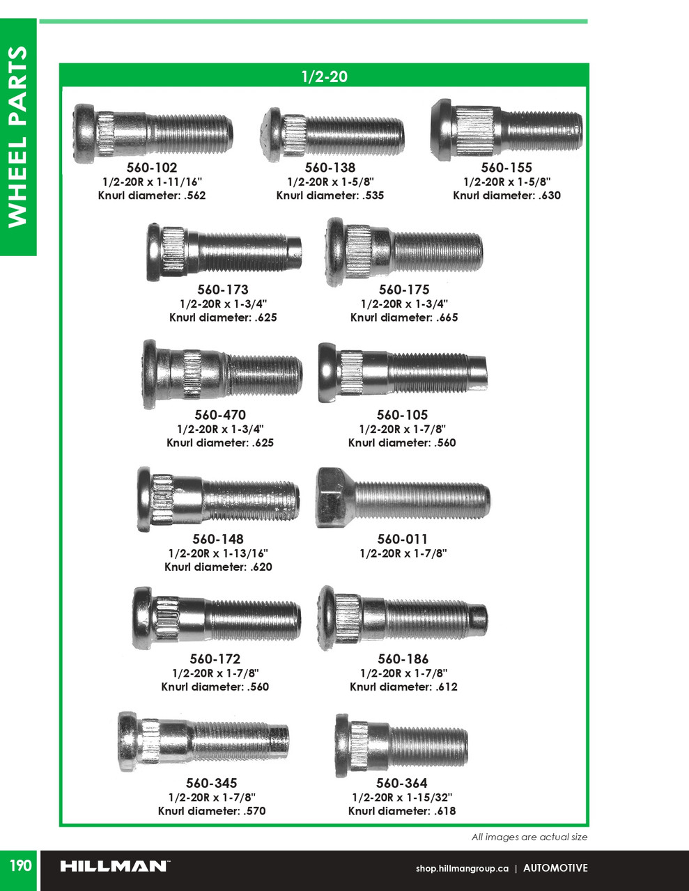 1/2"-20 x 1-7/8" Bare Type 2 Wheel Bolt 10 Pc.   560-345