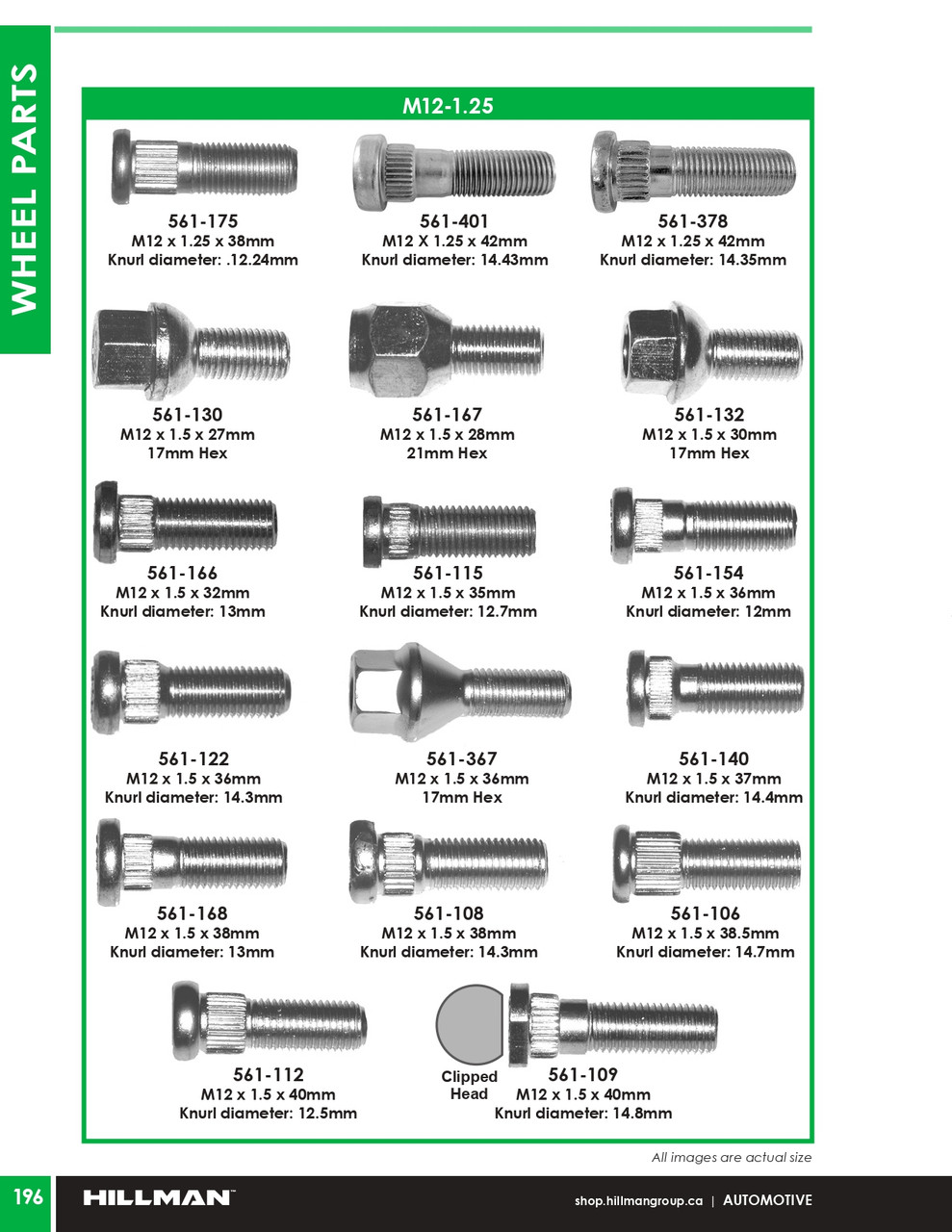M12-1.25 x 42mm Bare Type 2 Wheel Bolt 10 Pc.   561-378