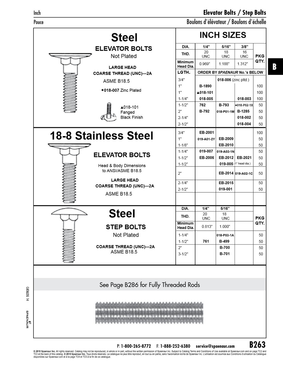Large Head Elevator Bolt 3/8"-16 Unc X 1 1/4" Long Steel Plain Ansi B18.5   018-003