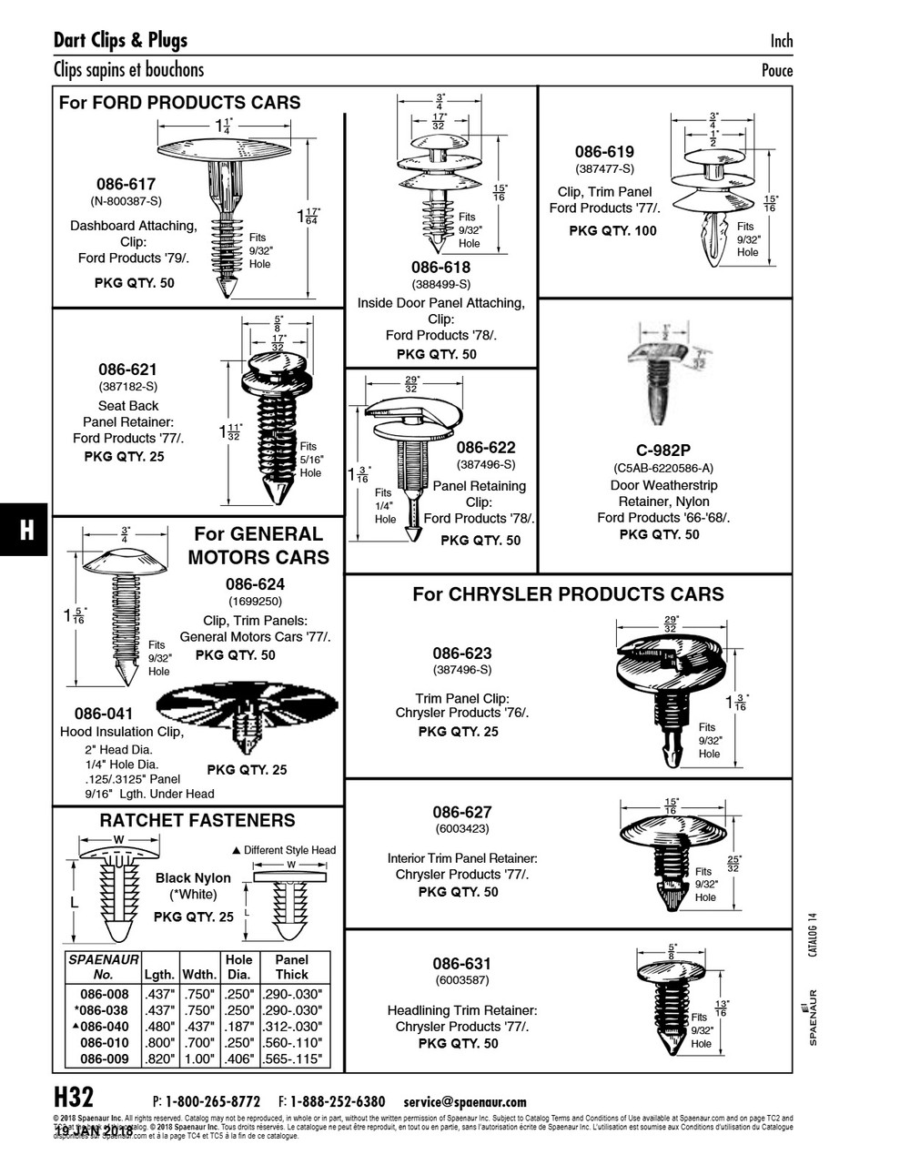 Trim Clip (Panel) 3/4"Od X 15/16" O/A Lgth X 9/32"Hole Nylon   086-619