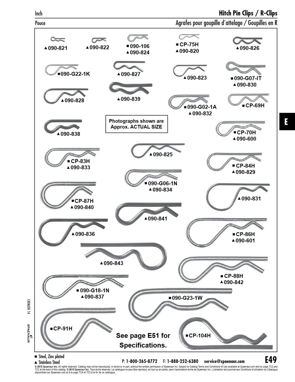 Internal Type Hairpin Cotter .125"Wire Dia. X 1-9/16" O/A Lgth 302 Stainless Steel   090-840